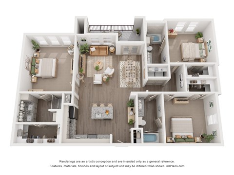 Floor plan for 3 beds, 3 baths, 1560 sqft